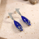 Grandes Boucles d'Oreilles Lapis Lazuli Marquise, Argent 925 (Enif)