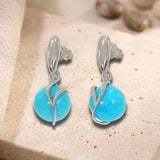 Boucles d'Oreilles Turquoise Boule 10 mm, Argent 925 Rhodié (Fomalhaut)