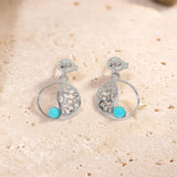 Boucles d'Oreilles Turquoise Femme, Cercle Ajouré Argent 925 (Sargas)