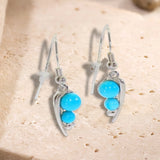 Boucles d'Oreilles Turquoise Pendantes, Feuille d'Argent 925 (Alphard)