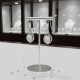 Boucles d'Oreilles Pierre de Lune Ovale, Halo de Zircons, Argent 925 (Alphératz)