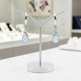 Boucles d'Oreilles Pierre de Lune Ovale Pendantes en Argent Rhodié (Schedar)