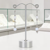 Boucles d'Oreilles Pierre de Lune Perles Pendantes en Argent Rhodié (Alnitak)