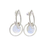 Boucles d'Oreilles Pierre de Lune Véritable, Anneau d'Argent 925 (Céléno)