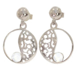 Boucles d'Oreilles Pierre de Lune, Cercle Vintage en Argent 925 (Mirfak)