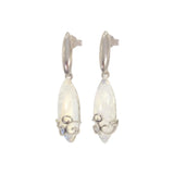 Boucles d'Oreilles Pierre de Lune Femme, Marquise 24 mm en Argent 925 (Mérope)
