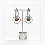 Boucles d'Oreilles Ambre Naturel, Anneau et Boule 8 mm en Argent 925 (Gienah)