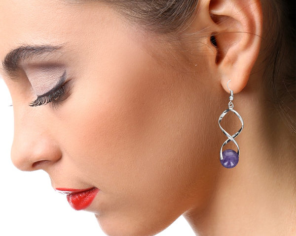 boucles d’oreilles en pierre naturelle améthyste