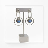 Boucles d'Oreilles Labradorite Véritable, Anneau d'Argent 925 et Boule 8 mm (Algenib)