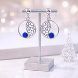 Boucles d'Oreilles Rondes Lapis Lazuli, Argent 925 Ajouré (Alnaïr)