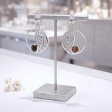 Boucles d'Oreilles Œil de Tigre Femme, Médaillon Ajouré Argent 925 (Dubhe)