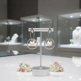 Boucles d'Oreilles Quartz Rose Véritable, Anneau et Boule 8 mm (Phecda)