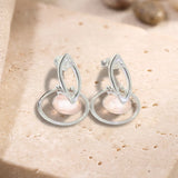 Boucles d'Oreilles Quartz Rose Véritable, Anneau et Boule 8 mm (Phecda)
