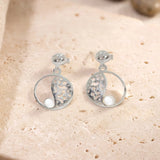 Boucles d'Oreilles Quartz Rose Femme, Médaillon Ajouré Argent 925 (Wezen)