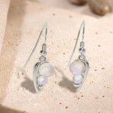 Boucles d'Oreilles Pierre Rose, Quartz Rose sur Feuille d'Argent 925 (Mirzam)