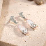 Grandes Boucles d'Oreilles Quartz Rose Marquise, Argent 925 (Alderamin)