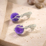 Boucles d'Oreilles Améthyste Boule 10 mm, Liane d'Argent 925 Rhodié (Aldébaran)
