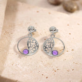 Boucles d'Oreilles Vintage Améthyste, Cercle Ajouré en Argent 925 (Bellatrix)