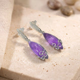 Boucles d'Oreilles Améthyste Marquise 24 mm, Volutes d'Argent 925 (Kochab)