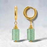 Boucles d'Oreilles Quartz Fuschite LUMIA® – tube en pierre, créole dorée