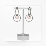 Boucles d'Oreilles Quartz Rose Véritable, Anneau et Boule 8 mm (Phecda)