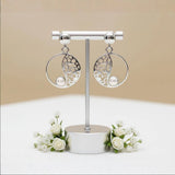 Boucles d'Oreilles Quartz Rose Femme, Médaillon Ajouré Argent 925 (Wezen)