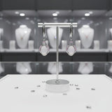 Boucles d'Oreilles Quartz Rose Ovale, Halo de Zircons en Argent 925 (Mizar)