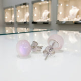 Boucles d'Oreilles Quartz Rose Ronde en Argent Rhodié (Mira)