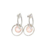 Boucles d'Oreilles Quartz Rose Véritable, Anneau et Boule 8 mm (Phecda)