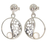 Boucles d'Oreilles Quartz Rose Femme, Médaillon Ajouré Argent 925 (Wezen)
