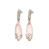 Grandes Boucles d'Oreilles Quartz Rose Marquise, Argent 925 (Alderamin)