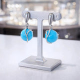 Boucles d'Oreilles Turquoise Boule 10 mm, Argent 925 Rhodié (Fomalhaut)