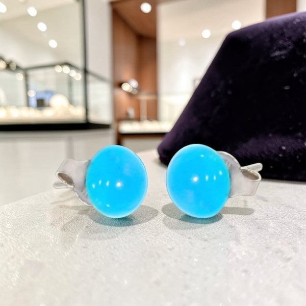 Détail veinures naturelles turquoise boucles oreilles Electra