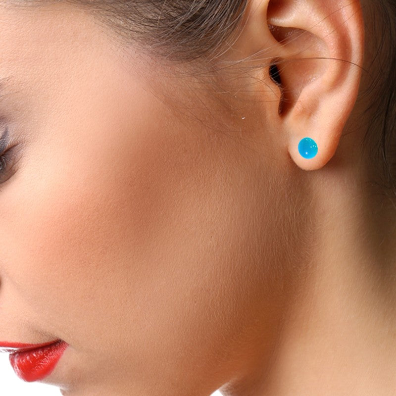 Boucles d'oreilles turquoise Electra portées sur oreille