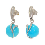 Boucles d'Oreilles Turquoise Boule 10 mm, Argent 925 Rhodié (Fomalhaut)