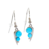 Boucles d'Oreilles Turquoise Pendantes, Feuille d'Argent 925 (Alphard)