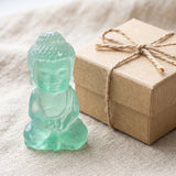 Bouddha Zen en Fluorite Verte, Pierre Naturelle 10 cm
