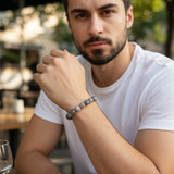 Bracelet Agate bambou “Stabilité et Soutien” en perles de pierre naturelle ronde sur mesure