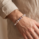 Bracelet Agate du Botswana Grise et Rose, Perles de 6 ou 8 mm