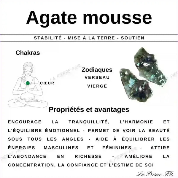 vertus du Bracelet Agate Mousse en perle naturelle ronde - La Pierre FR
