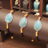 Bracelet Amazonite ÉCLIPSE® – pierre naturelle ovale facettée sur cordon réglable