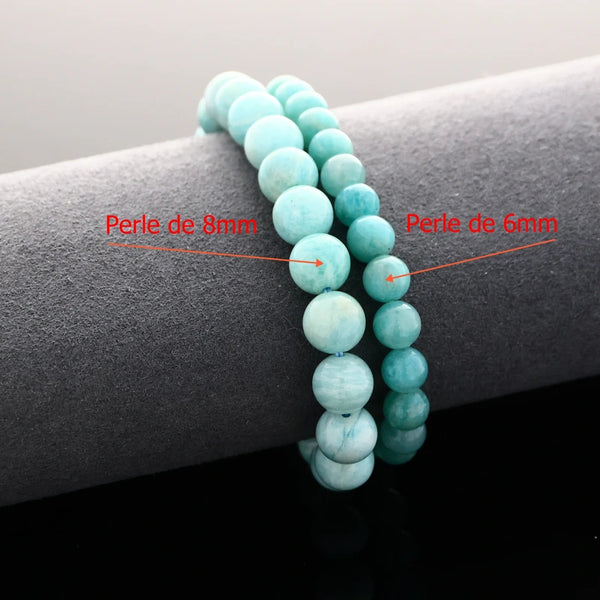 taille perle bracelet amazonite 6 mm et 8 mm – comparaison La Pierre FR