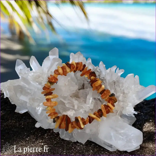 Bracelet baroque en Ambre véritable multicolore (cognac, jaune). Un bijou authentique et chaleureux pour la joie et le bien-être.