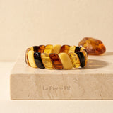 Bracelet en Plaquettes d'Ambre Véritable de la Baltique, Miel et Cognac