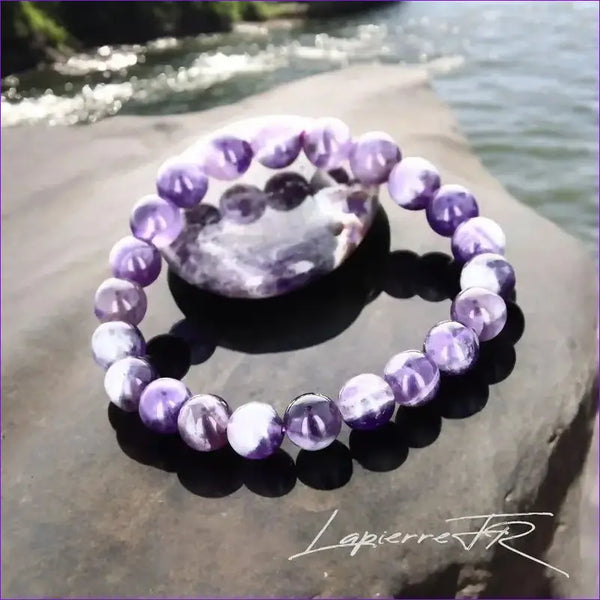 Bracelet pierre naturelle Améthyste chevron - La Pierre FR