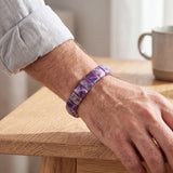 Bracelet Améthyste Chevron Homme et Femme, Plaques de 14 mm sur Élastique