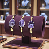 Bracelet Améthyste ÉCLIPSE® – pierre naturelle ovale facettée sur cordon réglable