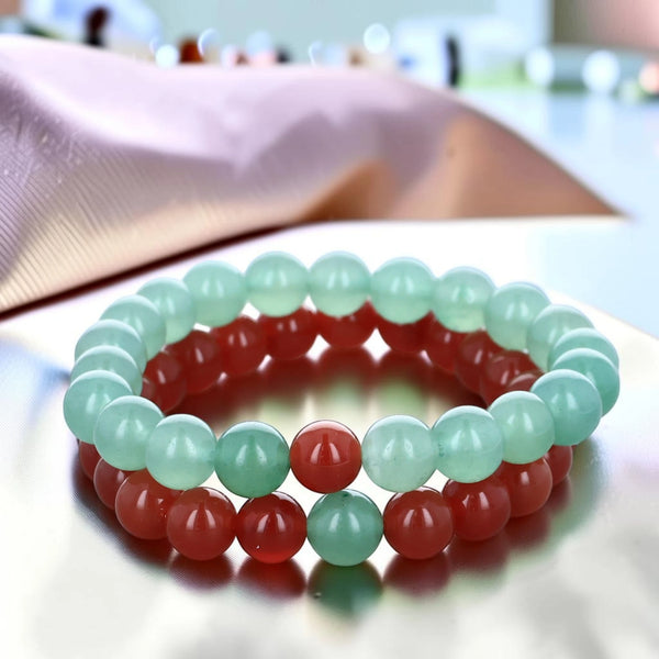 Bracelets assortis pour deux amies cornaline et aventurine