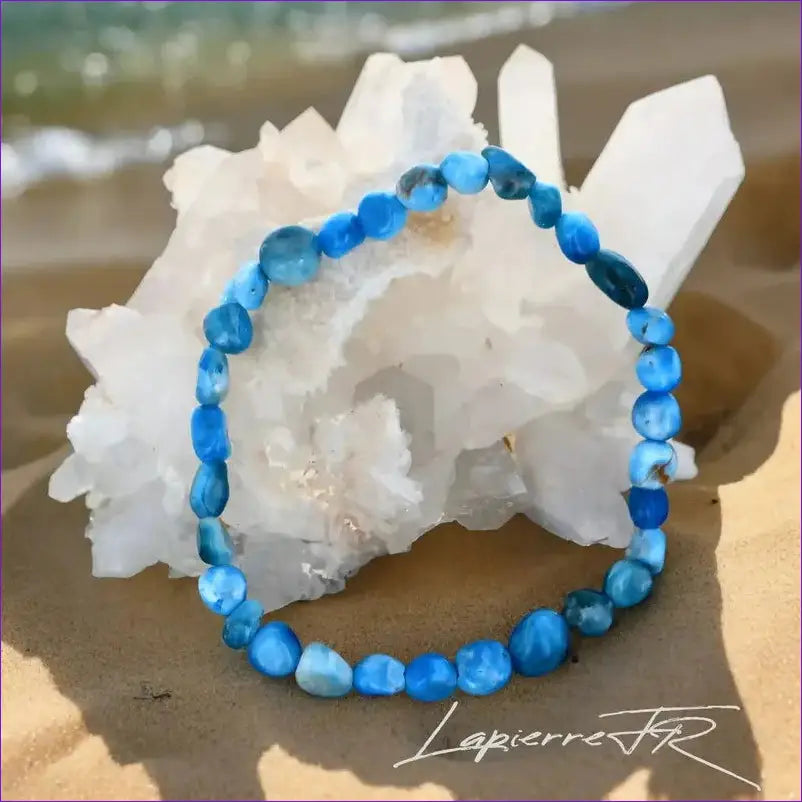 Bracelet pierre roulée en Apatite bleue - La Pierre FR