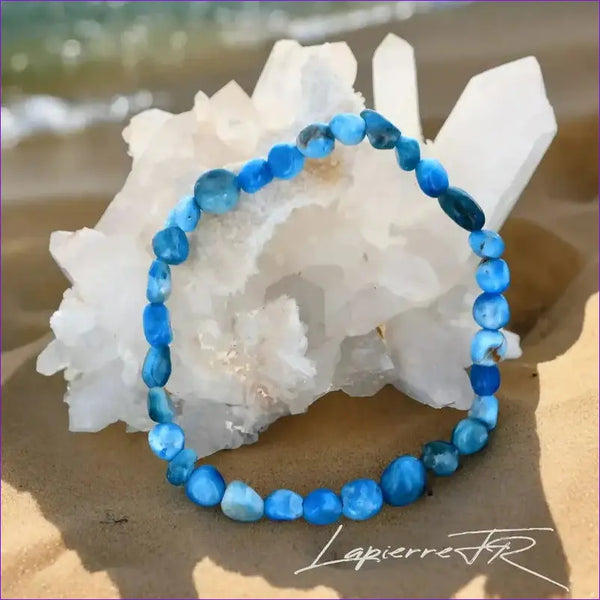 Bracelet pierre roulée en Apatite bleue - La Pierre FR